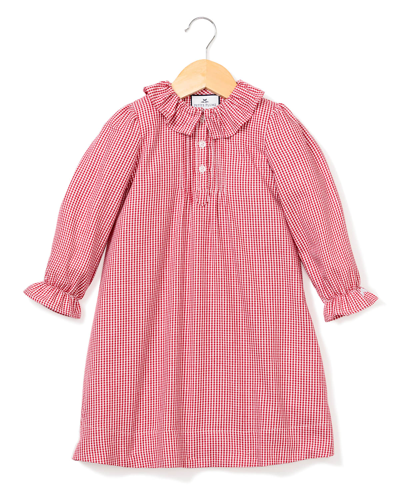 Petite Plume Kids' Victoria Ruffle-collar Gingham Nightgown In Red