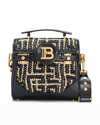 BALMAIN BBUZZ 23 MONOGRAM RAFFIA SATCHEL BAG,PROD246120382