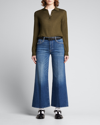 Mother The Twister Sneak Frayed Hems Flared Wide Leg Jeans In Where Is M