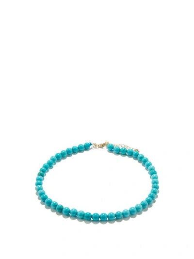 Mateo 14k Yellow Gold Turquoise Beaded Anklet
