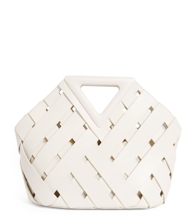 Bottega Veneta Leather Point Top-handle Bag In White