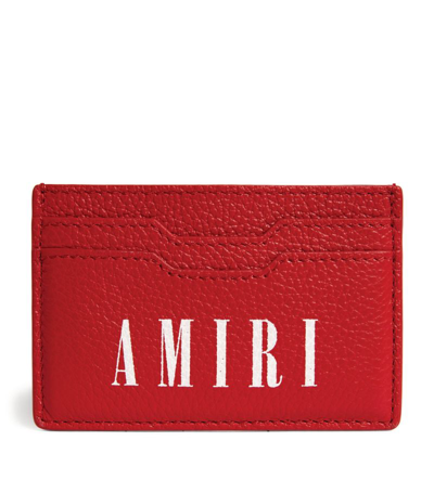 Amiri Large Logo Leather Card Holder In Red