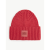 Ugg Logo-patch Knitted Beanie Hat In Hibiscus Pink