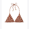 Tory Burch Printed String Bikini Top In Rust Little Leaves