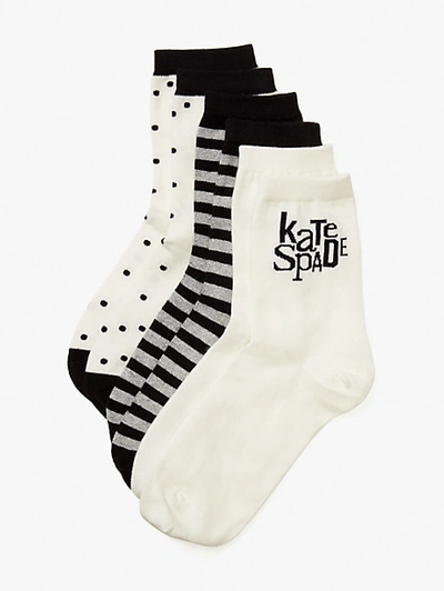 Kate Spade Logo 3-pack Shortie Crew Socks In 9