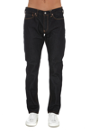Evisu Geometric Embroidered Slim-fit Jeans In Blue