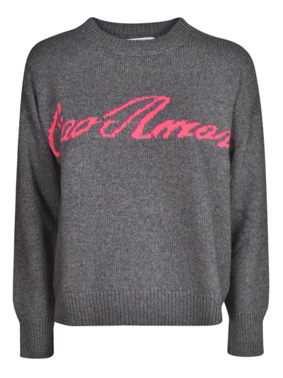 Giada Benincasa Ciao Amore Embroidered Rib Sweater In Grey