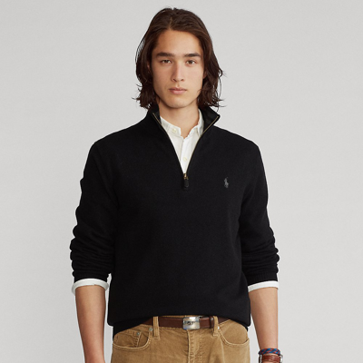 Ralph Lauren Wool-cashmere Quarter-zip Sweater In Polo Black