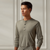 Ralph Lauren Interlock Henley Shirt In Classic Light Grey Heathe
