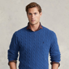 Ralph Lauren Cable-knit Wool-cashmere Sweater In Aged Royal Heather