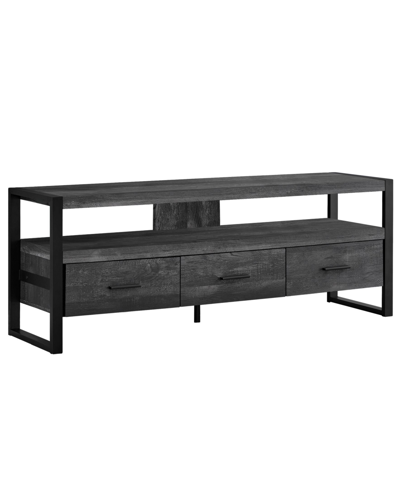 Monarch Specialties Tv Stand - 60" L Reclaimed- 3 Drawers In Black