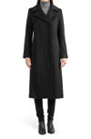 Sofia Cashmere Genuine Shearling Collar Wool & Cashmere Longline Coat In 001blk