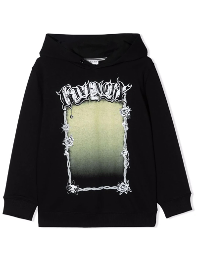 Givenchy Kids Graphic Print Hoodie (4-14 Years) In Black