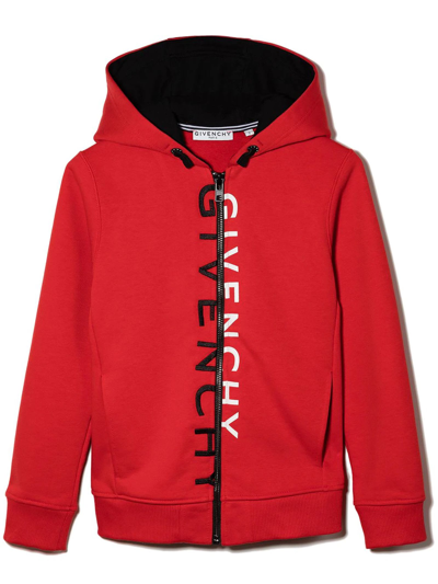 Givenchy Kids' Red Cotton Blend Hoodie In Rosso
