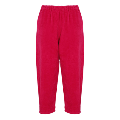 A Punto B Raspberry Red Cotton Cropped Pants In Lampone