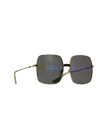 Gucci Eyewear Rectangular-frame Metal Sunglasses - 金色 In Brown
