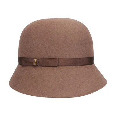 Borsalino Asymmetric Cloche Hat In Chestnut