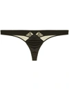 Fleur Du Mal Satin Luxe Topstitch Thong In Black