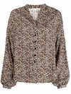 Gold Hawk Silk Leopard Print Blouse In Brown