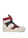 HUMAN RECREATIONAL SERVICES MONGOOSE HIGH-TOP SNEAKER BONE WHITE BLACK AND RED,45AF039B-67F0-E6CB-6B11-13AB1E11D834