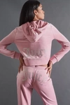 Juicy Couture Embellished Velour Zip-up Hoodie Track Jacket In Rose