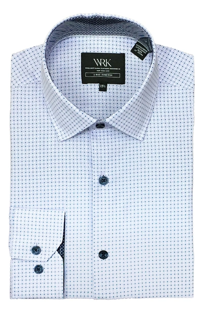 Wrk W.r.k Trim Fit Geo Print Performance Dress Shirt In Navy Purple