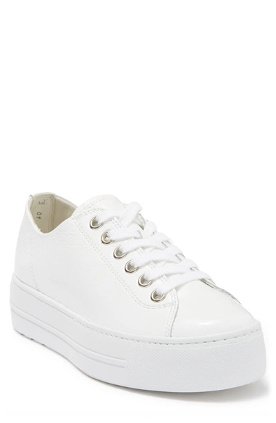 Paul Green Bixby Platform Sneaker In White Crinkled Patent