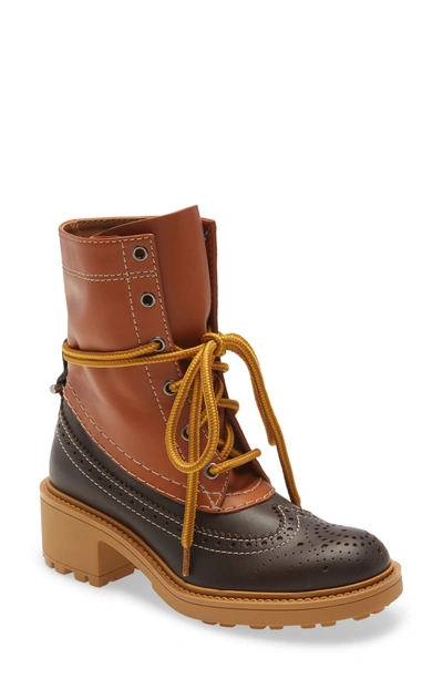 Chloé Franne Lace-up Boot In Luminous Ochre