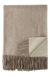 Melange Australian Merino Wool Reverse Throw Blanket In Oatmeal-ivory