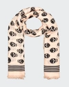 Alexander Mcqueen Skull Print Modal Scarf In Black/fluo Pink