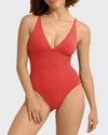 Eres Larcin Deep V Triangle One-piece Swimsuit In Coral