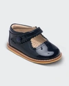 Elephantito Girl's Scalloped Leather Mary Jane, Toddler/kids In Black