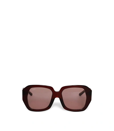 Vada Cicada Eyes Rectangular Sunglasses Garnet Red