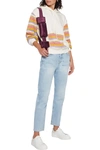 Alice And Olivia Crochet-paneled French Cotton-terry Hoodie In Off-white