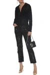 BALMAIN CROPPED ZIP-DETAILED SEQUINED MID-RISE STRAIGHT-LEG JEANS,3074457345627357620