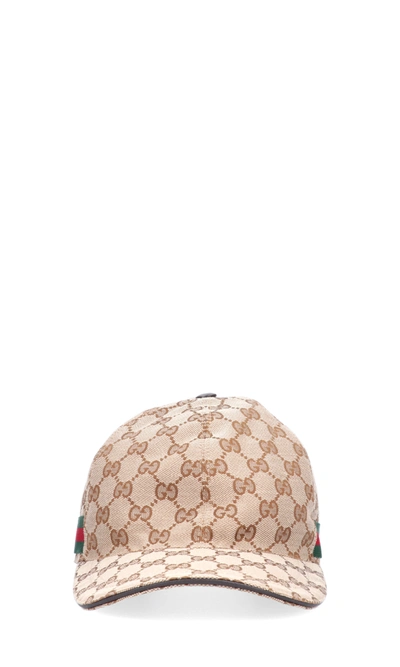 Gucci Baseball Cap 'web' In Neutrals