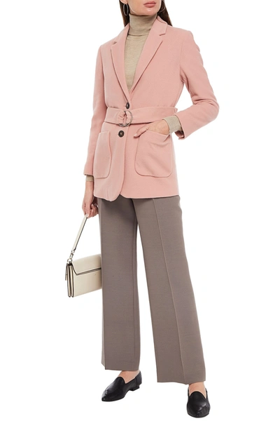 American Vintage Belted Wool-blend Felt Jacket In Baby Pink