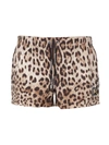 Dolce & Gabbana Brown All-over Leopard Print Shorts Swimsuit In Animalier