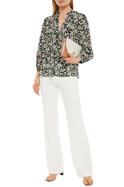 Alice And Olivia Floral-print Silk Crepe De Chine Blouse In Animal Print