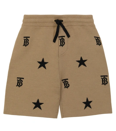 Burberry Kids' Tb Monogram 针织短裤 In Beige
