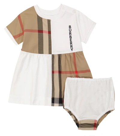 Burberry Baby Vintage Check Cotton Dress And Bloomers Set In White