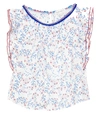 Poupette St Barth Amber Floral-printed Pintucked Top In Blue Cerise Cib