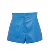 Ferragamo High-waisted Polished-finish Shorts In Footballer Blue