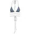 Magda Butrym Logo-motif Triangle-cup Bikini Top In Denim Logo
