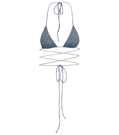 Magda Butrym Logo-motif Triangle-cup Bikini Top In Denim Logo