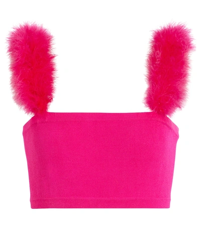 Magda Butrym Faux Fur-trimmed Bralette In Pink