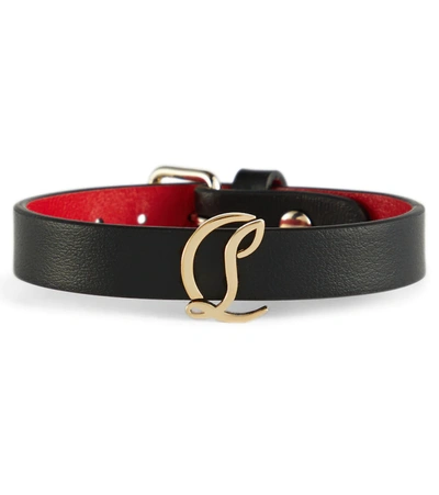 Christian Louboutin Loubilink Leather Bracelet In Black/gold