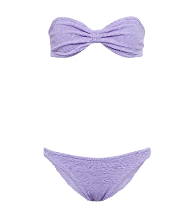 Hunza G Stretch Nylon Bandeau Bikini With Ribbed Texture In Animal Print