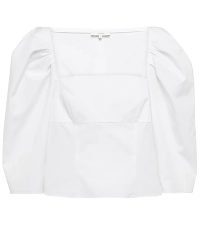 Vince Cotton Blouse In Optic White
