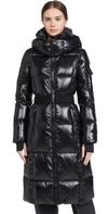 Sam Savannah Shearling Collar Hooded Puffer Coat In Jet
